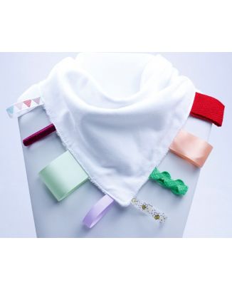 WHITE Bibbles Reversible Taggy Bandana Bib